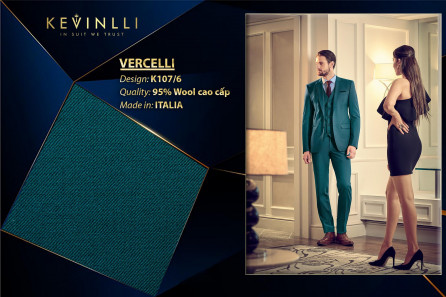 K107/6 Vercelli CXM - Vải Suit 95% Wool - Xanh Dương Trơn